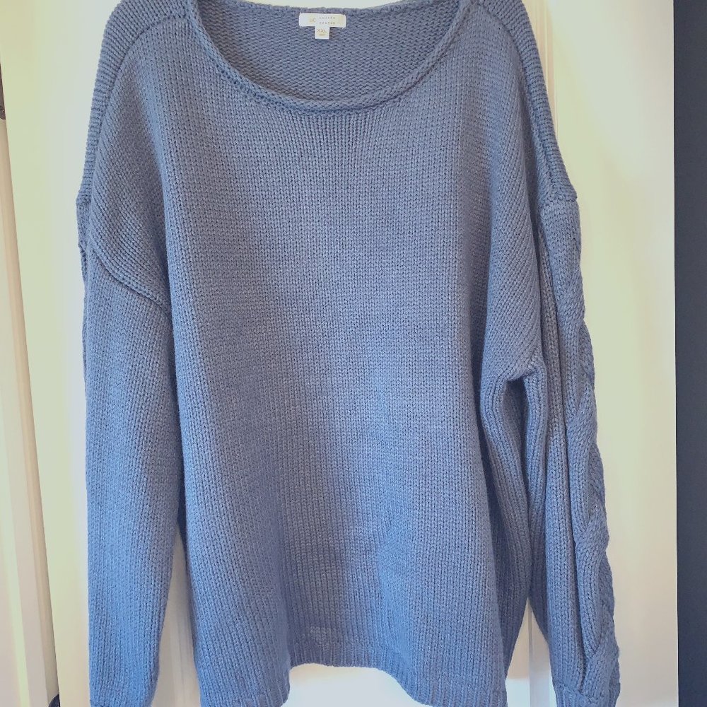 Lauren Conrad Women’s Blue Cable Knit Pullover Sweater Plus Size XXL Long Sleeve